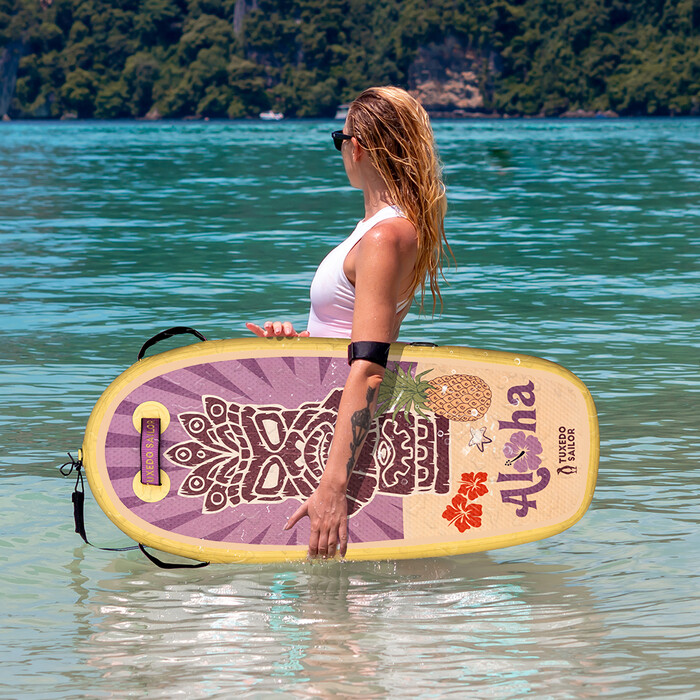 Tabla de bodyboard hinchable para niños, tótem amarillo