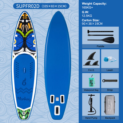 Tabla de surf hinchable de 11 pies, color azul mono