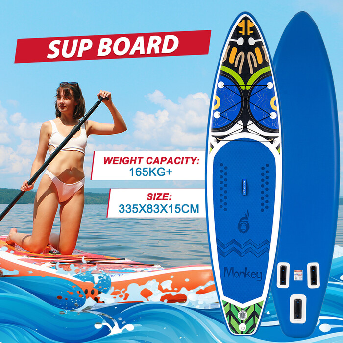 Tabla de surf hinchable de 11 pies, color azul mono