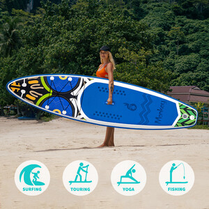 Tabla de surf hinchable de 11 pies, color azul mono