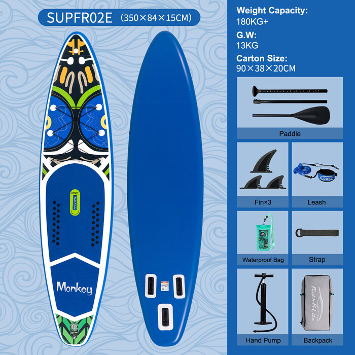 Tabla de surf hinchable con remo de 11'6" - Mono Azul