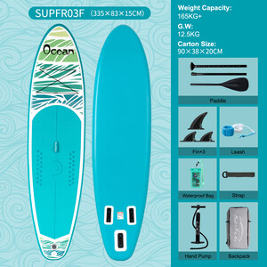 Tabla de surf hinchable de 11 pies, color azul cielo oceánico