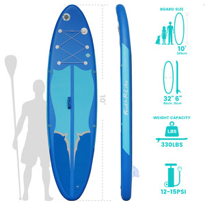 Tabla de surf hinchable de 11 pies, color azul