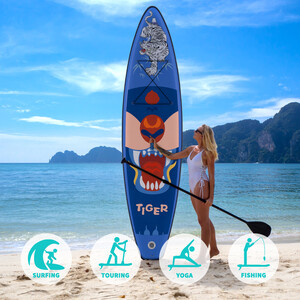 Tabla de surf hinchable de 11 pies, color azul tigre