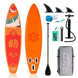 Tabla de surf hinchable con remo de 11 pies - Grulla Naranja