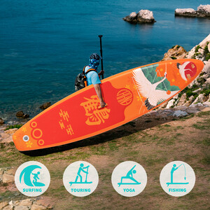 Tabla de surf hinchable con remo de 11 pies - Grulla Naranja