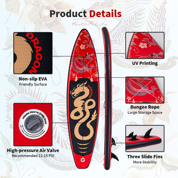 Tabla de surf hinchable de 11 pies - Dragón Rojo